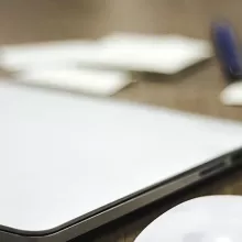 A Macbook on a desk